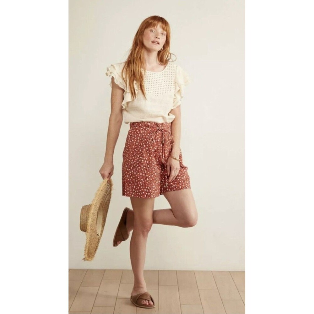 Anthropologie THE ODELLS Gathered Waist Short Size 10  Multicolor Pockets